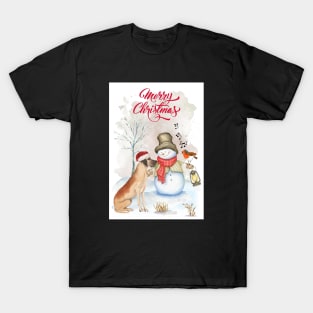 Great Dane Dog Merry Christmas Santa Dog T-Shirt